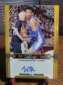2022 Leaf Rookie Auto Wendell Moore Gold /75 - Picture 1 of 2