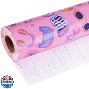 BIOBROWN Gaming Geschenkpapier - 17 Zoll x 33 Fuß - Retro 80er und 90er Pink Vid - Bild 1 von 5