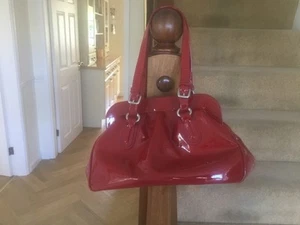Hobbs Blood Red Patent Leather Gladstone Bag Italian Classic Excellent Cond - Picture 1 of 10