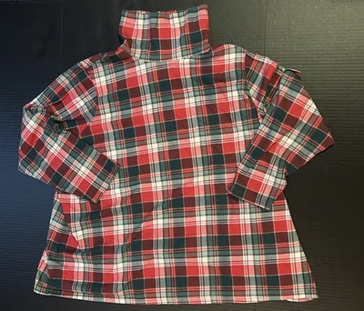 Duluth Trading Co Womens 4XL Red Green Plaid Lightweight Turtleneck 100% Cotton - Image 1 of 4