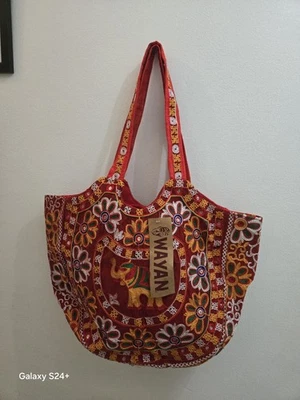 Bolso de Mano Boho Bordado Elefante | Bolso de Hombro Tribal Hecho a Mano | Indio Foto 1 de 4