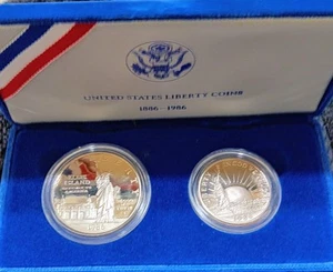 1986 US Mint Proof Set. Ellis Island 90% Silver Dollar. 1/2 Dollar Clad. Rare! - Picture 1 of 6