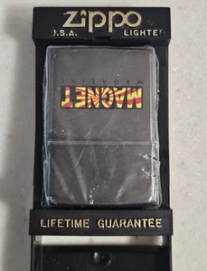 Vintage Zippo Magnet Magazines Advertising Lighter Black with Box Made in USA - Picture 1 of 8