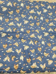 3-5 yards FABRIC TRADITIONS 1993 COUNTRY FARM ANIMALS chickens - Picture 1 of 4