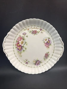 Royal Albert Flor del Mes OCTUBRE Cosmos Hueso China Pastel Plato Inglaterra - Imagen 1 de 9