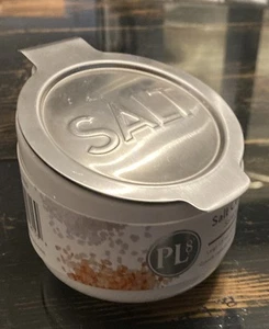 PL8 Salt Cellar 1.5 Cup/12oz Capacity—white Ceramic, Metal Hinged Lid - Picture 1 of 7