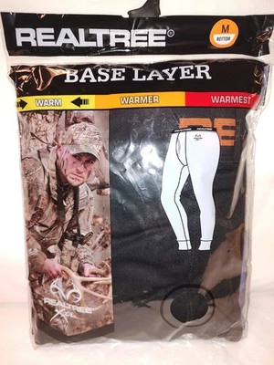 REALTREE Hombres Mediano 32-34" Negro Capa Base Debajo Pantalones Largos Cálido Resistente a Olores Foto 1 de 4
