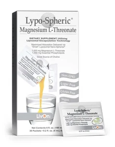 Lypo-Spheric Magnesium L-Threonate - 30 Packets - 77mg Per Packet - Liposome ... - Picture 1 of 9