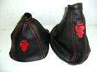 Alfa Romeo 156 From 02 A 05 Shift Boot Brake Real Leather Black Red Embroidery