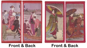 SET of 2 Japanese Rice Paper Wallets Two-Fold Bijin Geisha Scenary Made in Japan - Picture 1 of 4
