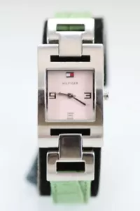 Tommy Hilfiger Uhr Damen Edelstahl Leder Grün Wasser Res Batt Pink Quarz - Bild 1 von 6