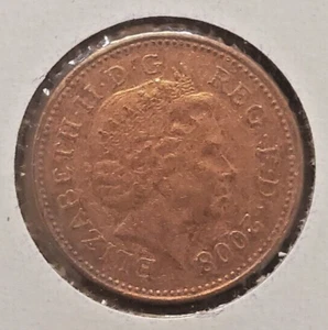 FREE SHIPPING 2008 United Kingdom UK GB Penny Queen Elizabeth II IN COIN HOLDER - Picture 1 of 4