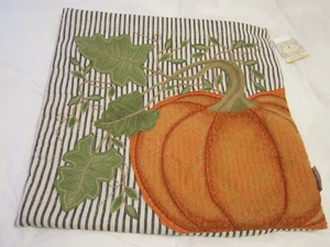 OLIVE THYME embroidered & Applique  Pumpkin fall throw pillow cover 20"x20" NEW! - Picture 1 of 6