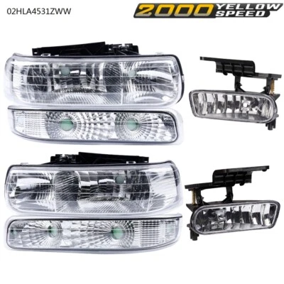Fit For 1999-2002 Silverado 2000-2006 Tahoe Suburban Headlights+Fog Lights New - Image 1 of 4