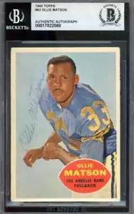 Ollie Matson Beckett BAS Vintage Signed 1960 Topps Autograph - Picture 1 of 2