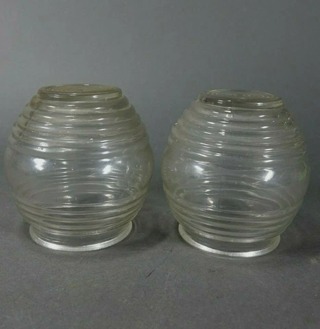 2 Antique Art Deco Beehive Glass Shades  2 3/4" fitter Cover