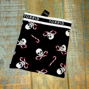 Women's Plus TORRID Curve Christmas Candy Cane Skull Boyshort Panties NWT's 4 - Picture 1 of 2