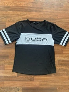 Bebe Sport Short sleeve Black White shirt Net Jersey Workout T-shirt logo size M - Picture 1 of 7