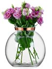 Glass Flower Round Large Posy Vase With Copper Gold Detail H23cm 3l Capacity
