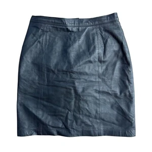 Vintage 90s Wilsons Leather Black Mini Skirt Grunge Biker Womens 26" Waist Lined - Picture 1 of 6