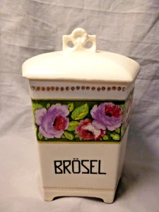 Jugendstil Vorratsbehälter Louise Brösel Blütengriff üppige Rosen - Picture 1 of 12