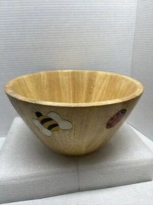 Bee Designs Wood Bowl Made In Thailand 12" Diameter 6" Deep - Picture 1 of 7