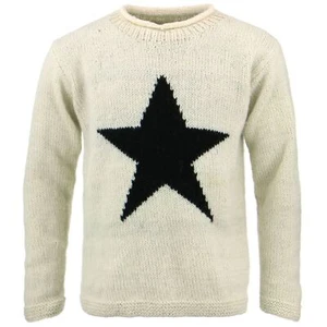 Grobstrickpullover Wolle Stern Pullover 100% Pulli warm Erwachsene Nepal locker rein - Bild 1 von 5