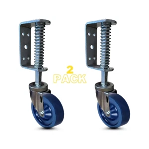 3" Spring Loaded Gate Caster | 300 lb Capacity | Solid Poly Wheel - (2 Pack) - Picture 1 of 1