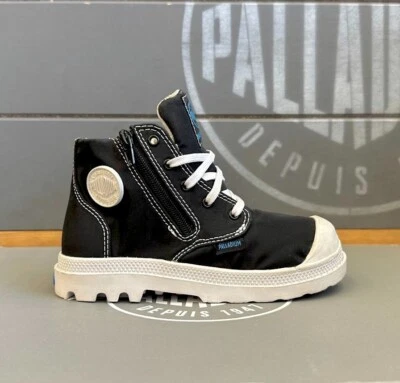 Bota Impermeable Palladium-Kids Pampa Puddle Zip 23721-002 Negra/Blanca Nueva en Caja Foto 1 de 4