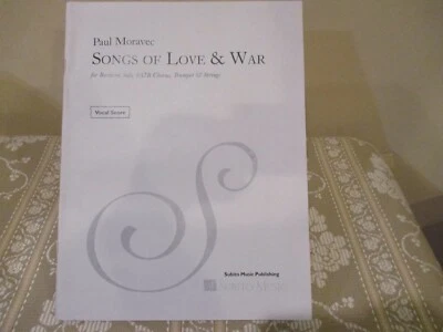 Palm Moravec, Songs of Love & War, Vocal Score, Subito Music, Sheet Music Book - Image 1 of 3