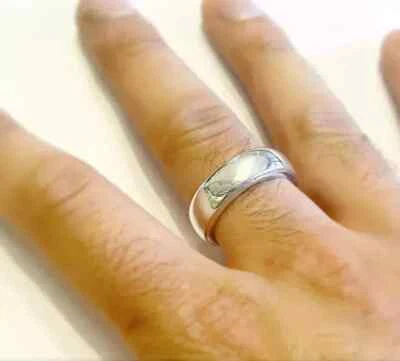 Solid Men's Plain Band Ring 925 Sterling Silver Statement Ring Wide Thick Band - Image 1 of 4