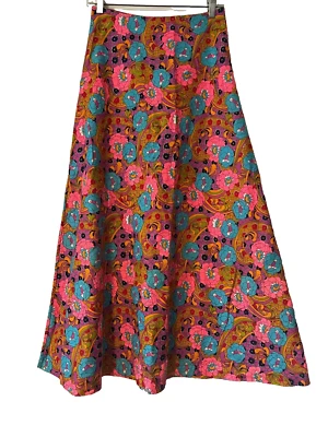 Falda De Colección Montgomery Ward Psicodélica Línea A Día Glo Años 70 Neón Trippy Usada en Excelente Condición Foto 1 de 4