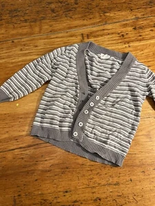 Plum bunny cardigan gray and white stripe kids size 4/5 unisex - Picture 1 of 6