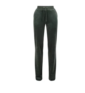 JUICY COUTURE WOMEN'S DARK MOSS STRAIGHT TRACK PANTS £70 100% Authentic - Picture 1 of 10