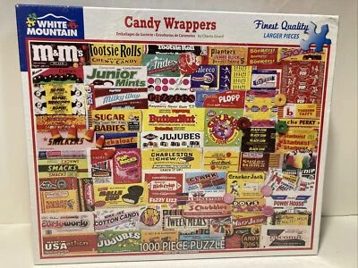 Charlie Girard White Mountain 1000 Pc Jigsaw Puzzle Candy Wrappers New Sealed - Image 1 of 3
