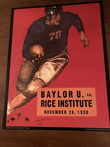 1938 Baylor Vs Rice Vintage Football Poster  - Great For Framing Cover