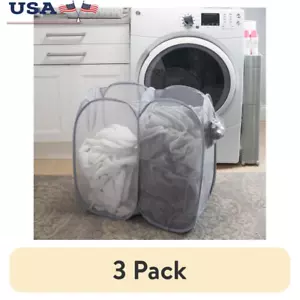 3 Pack Pop Up Laundry Hamper Mesh Storage Bin Lightweight Collapsible Easy Sort - Picture 1 of 8
