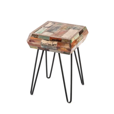 Greenage Side Table Solid Reclaimed Wood Accent Coffee End Table 3D Square - Image 1 of 4