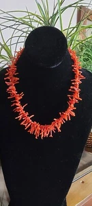 CORAL Red/Orange Antique necklace Gold Clasp 14 K - Picture 1 of 7