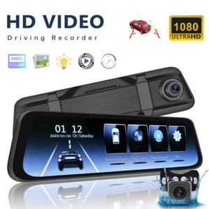 9.66" HD Touch Ips Car DVR Camera Android Dash Cam Smart Rearview Mirror 64GB TF - Picture 1 of 24