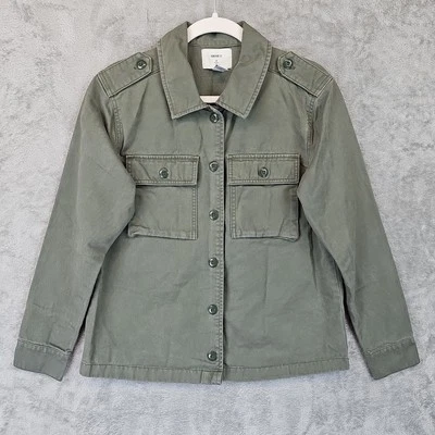 Forever 21 Shirt Jacket Womens Size 4 Green Boxy Fit Collared 100% Cotton - Image 1 of 4