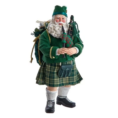 Kurt Adler Fabriche Christmas Figurine, Musical Irish Bagpiper Santa, 10.5in - Image 1 of 4