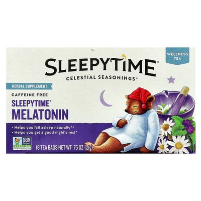 Té Wellness, melatonina Sleepytime®, sin cafeína, 18 bolsitas de té, 0,75 oz (21 g) Foto 1 de 3