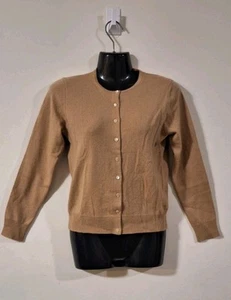 Vtg LORD & TAYLOR Two Ply 100% Cashmere Tan Cardigan - Size Petite Small (26) - Picture 1 of 4
