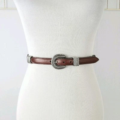 Justin Boots Womens Belt Top Grain Cowhide Braided Leather 90s Vtg Concho- Read - Image 1 of 4