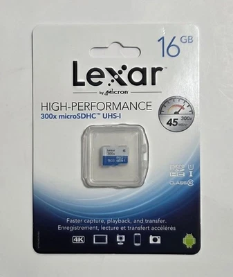New LEXAR 16GB Micro SDHC - UHS-1 300X 45MB/s High Performance  Memory Card - Image 1 of 2