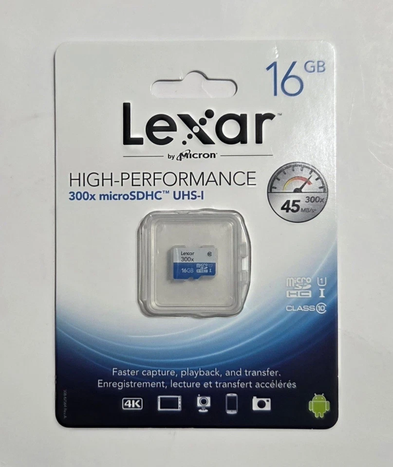 New LEXAR 16GB Micro SDHC - UHS-1 300X 45MB/s High Performance  Memory Card - Image 1 of 2