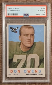 Tarjeta de fútbol americano 1959 Topps #47 Don Owens Philadelphia Eagles novato PSA 6 RC - Imagen 1 de 3
