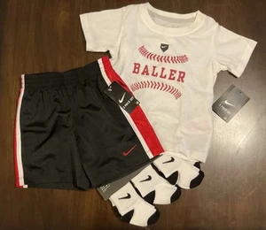 NWT Toddler Boys Nike Dri-fit Short Set Outfit Logo Shirt & Nike Socks 24 Months - Picture 1 of 11