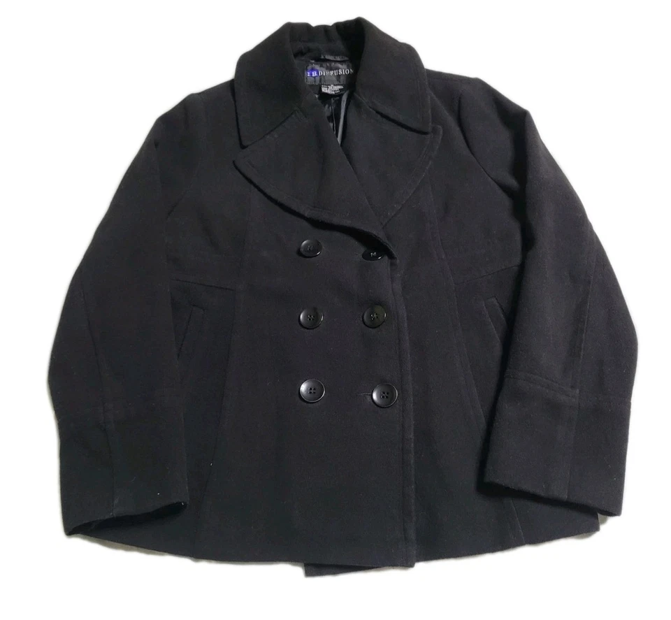 I.B. Diffusion Women's Essential Polyesyer Blend Peacoat Jacket Size M Preppy - Image 1 of 4